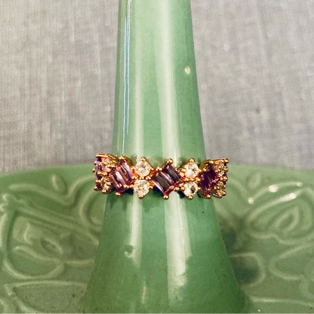 Bomb Party - December 2023 Birthday Ring - Tanzanite/CZ/Rose Gold - Size 9 - new